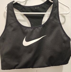Nike Black Sports Bra, Medium, Y In The Back, Logo On Front